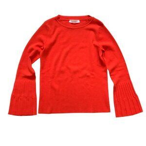 Amina Rubinacci Crew Neck Sweater Pullover Womens 40 XS Orange Wool Long Sleeve